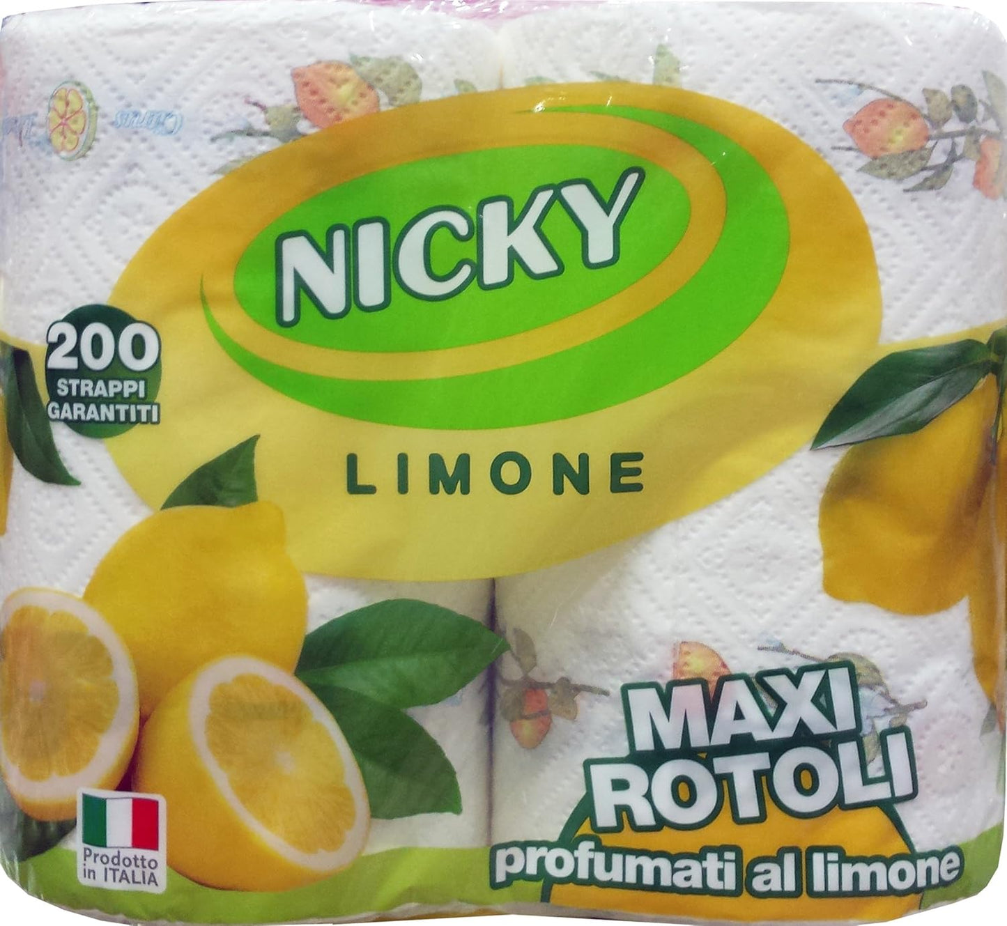 12 x NICKY Carta Cucina Profumo Limone 2 Maxi Rotoli 2 PEZZI