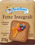 Mulino Bianco Fette Biscottate Integrali, Spesse, Croccanti e Friabili, Senza Olio di Palma, Colazione Ricca di Fibre e Gusto, 315 g