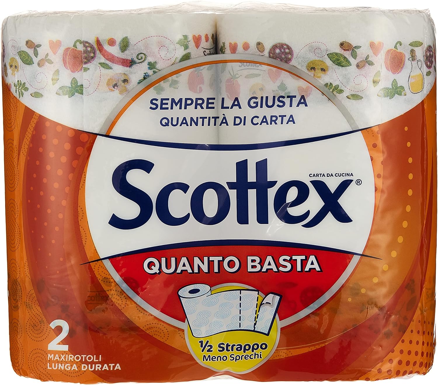 Scottex Quanto Basta; Carta Cucina Opzione Mezzo Strappo; 2 Maxi Rotoli, 2 unità