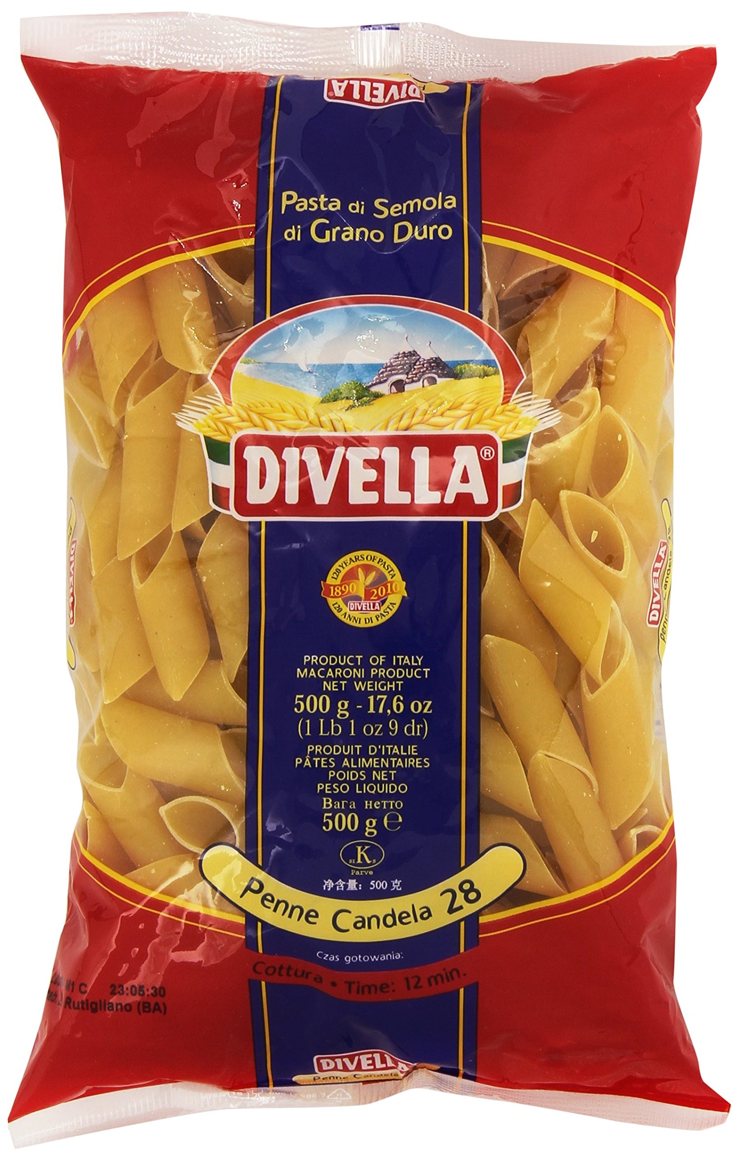 Divella Penne Dandela 28, Pasta di Semola di Grano Duro - 500 gr