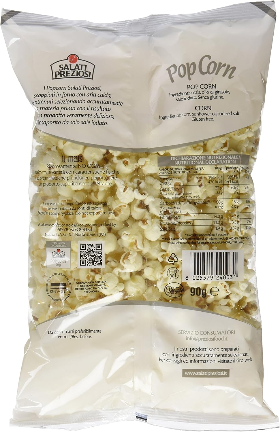 Salati Preziosi Popcorn - 90 gr