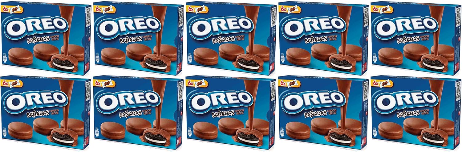 OREO MILK CHOC biscotto cacao con ripieno alla vaniglia ricoperto di cioccolato a latte 246 gr. - [Pack 10]