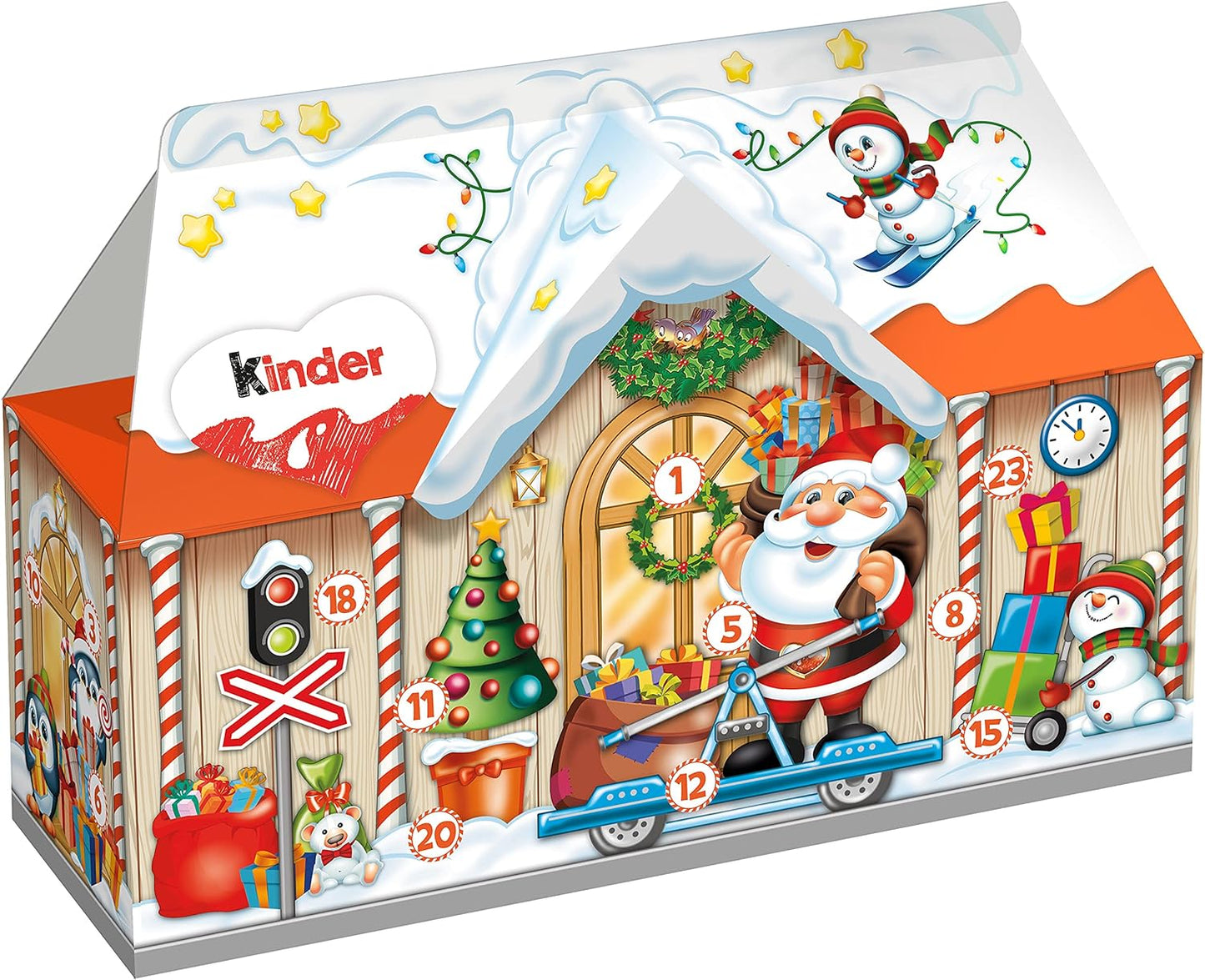 KINDER CALENDARIO AVVENTO CASETTA CIOCCOLATINI ASSORTITI REGALO NATALE 234G 24PZ