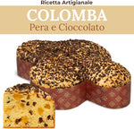 Colomba Pasquale Artigianale con Pere e Cioccolato, 750gr - Pasticceria Fraccaro 1932, Dolce Pasquale con Impasto Morbido e Fragrante, Pere Candite e Gocce di Cioccolato - Linea Bauletto