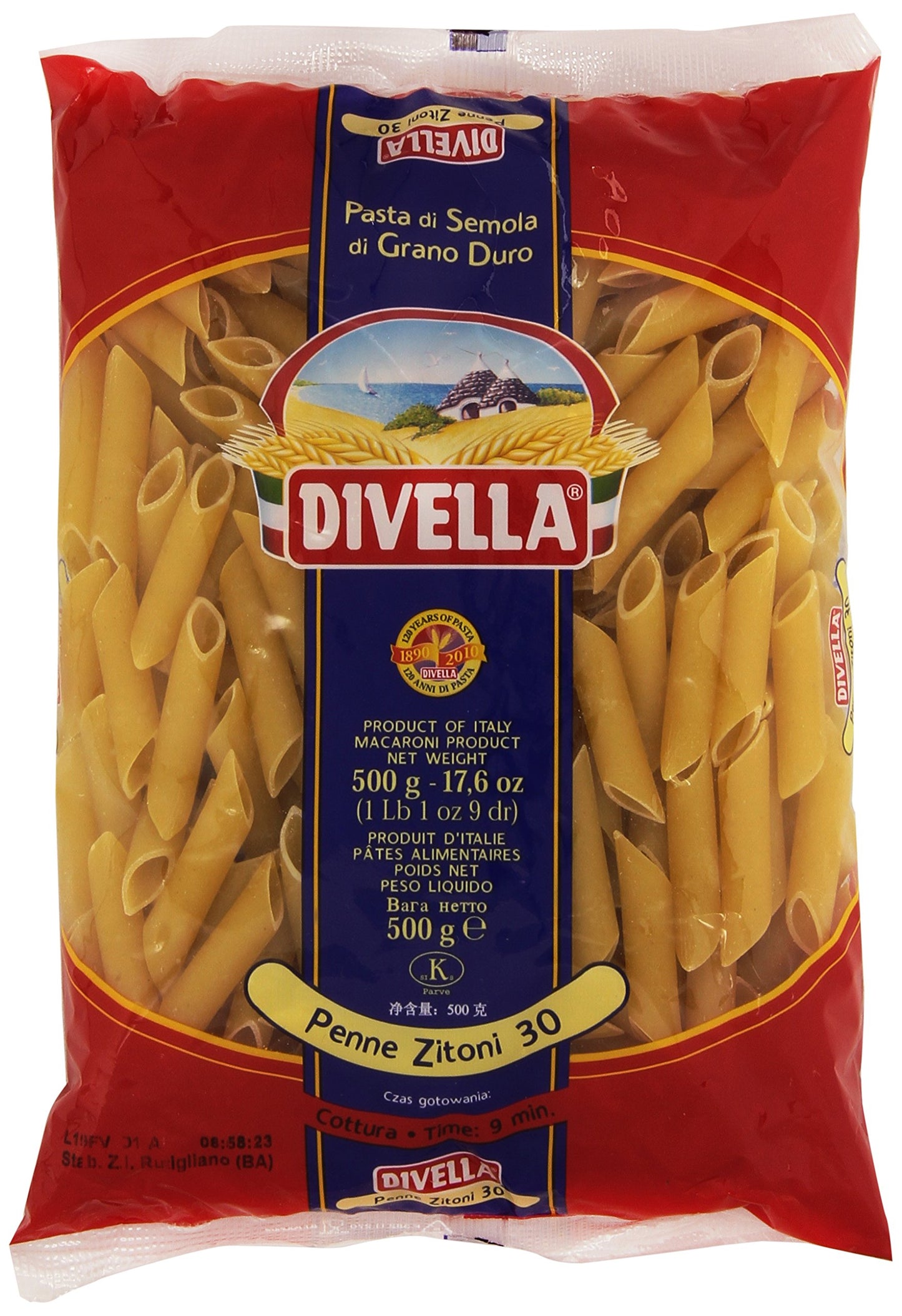 Divella - Penne Zitoni 30, Pasta di Semola di Grano Duro, 500 g