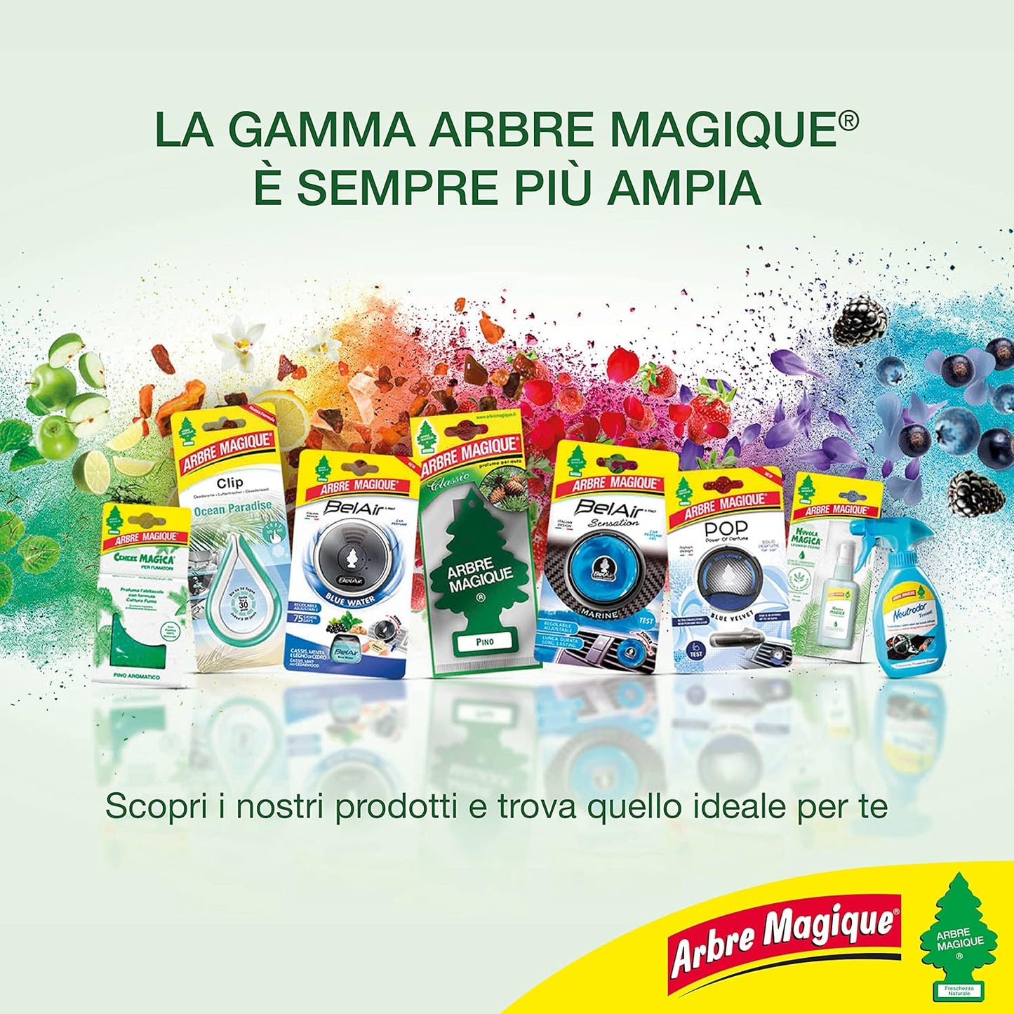 Arbre Magique, Profumatore Auto, Fragranza Vaniglia, Profumazione Dolce e Tropicale, Durata fino a 7 Settimane, Made in Italy