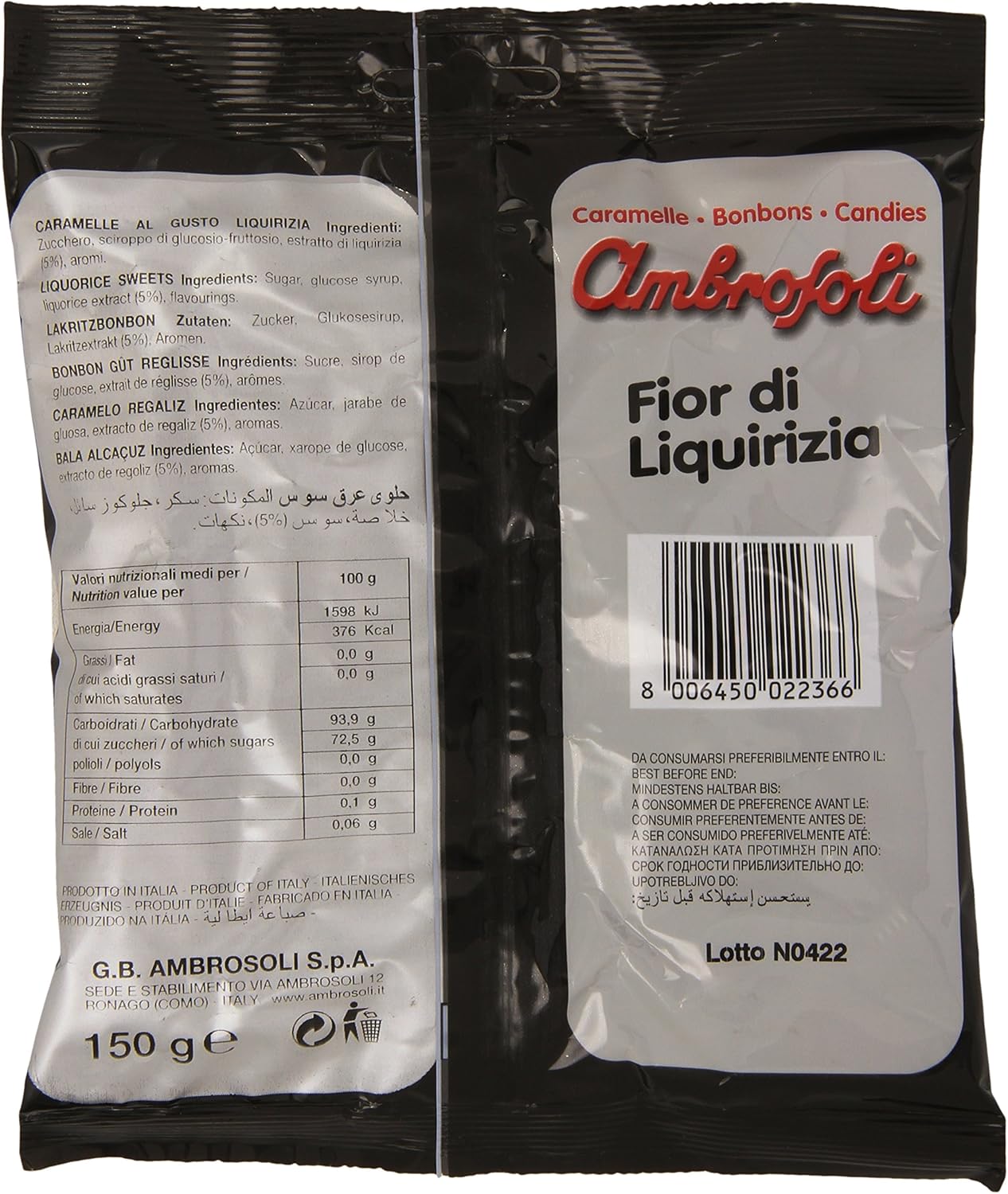 Ambrosoli Caramelle al Gusto di Liquirizia - 150 gr