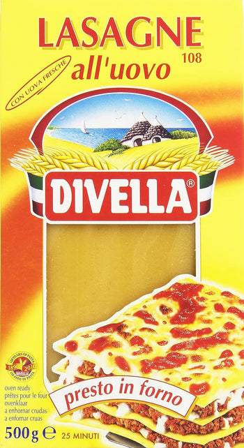 Divella - Lasagne all'Uovo, con Uova Fresche, Presto in Forno - 12 pezzi da 500 g [6 kg]