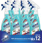 Vetril - Spray Igienizzante Vetri e Superfici, rimuove i Cattivi Odori, Tecnologia asciuga rapido, in Ecoflacone, 650 ml x 12 pezzi