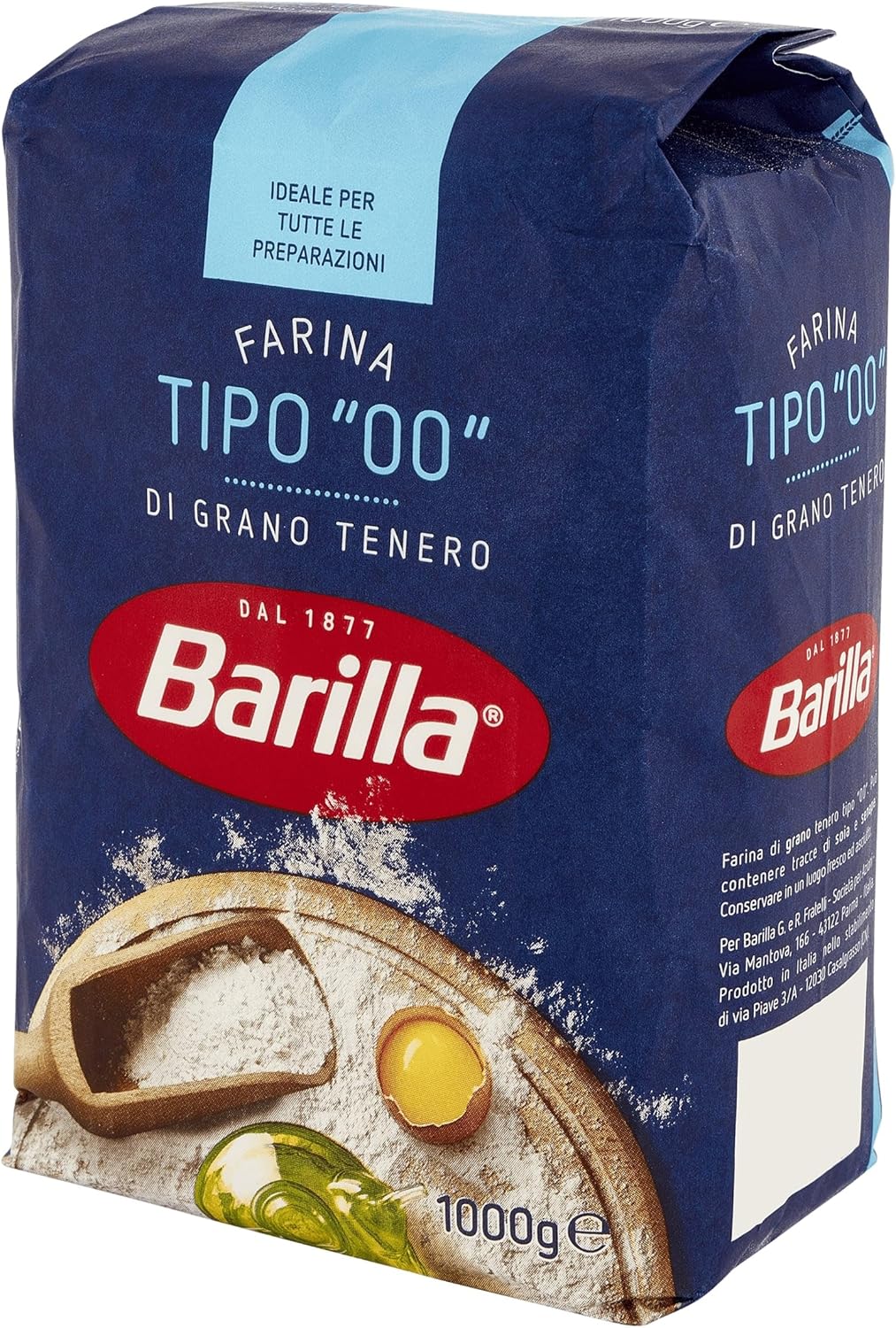 Barilla Farina di Grano Tenero Generica, Farina di Tipo 00 con Grano 100% Italiano, Ideale Per Preparazioni Dolci e Salate, 1 kg