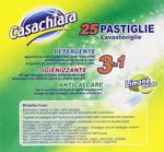 Casachiara - Detergente Igienizzante Anti Calcare, 25 Pastiglie per Lavastoviglie al Limone Verde - 6 confezioni da 25 pastiglie [150 pastiglie, 2700 g]