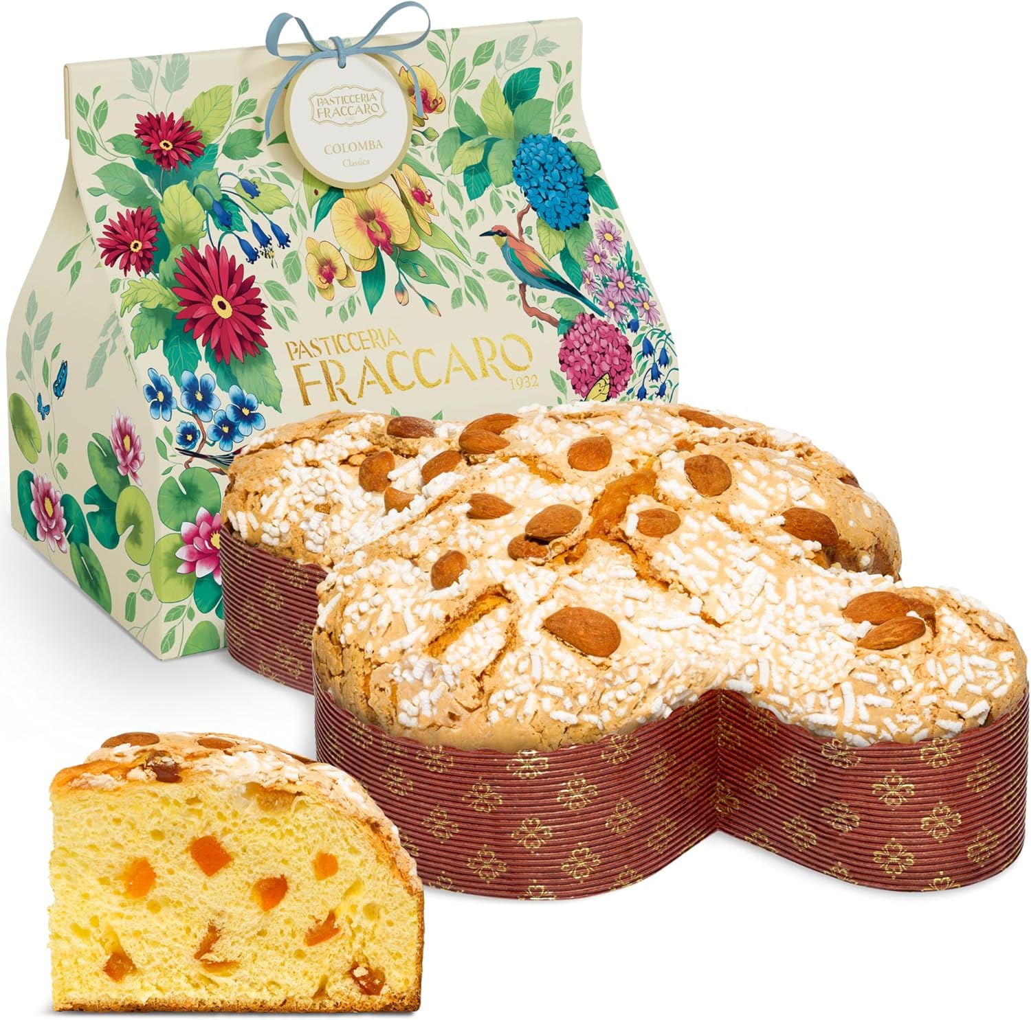 Colomba Pasquale Artigianale Classica - 750 gr Pasticceria Fraccaro 1932, Dolce Pasquale Artigianale, Impasto Morbido e Fragrante, Scorze d’Arancia Candite, Glassatura di Mandorle Croccanti e Zucchero