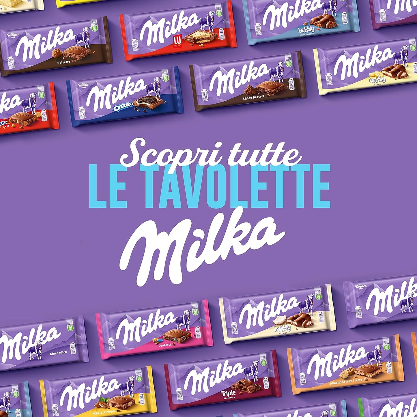 Milka, Bubbly, Tavoletta di Cioccolato al Latte con Morbido Cuore al Cacao, 100% Latte Alpino, Cacao Sostenibile, 90g