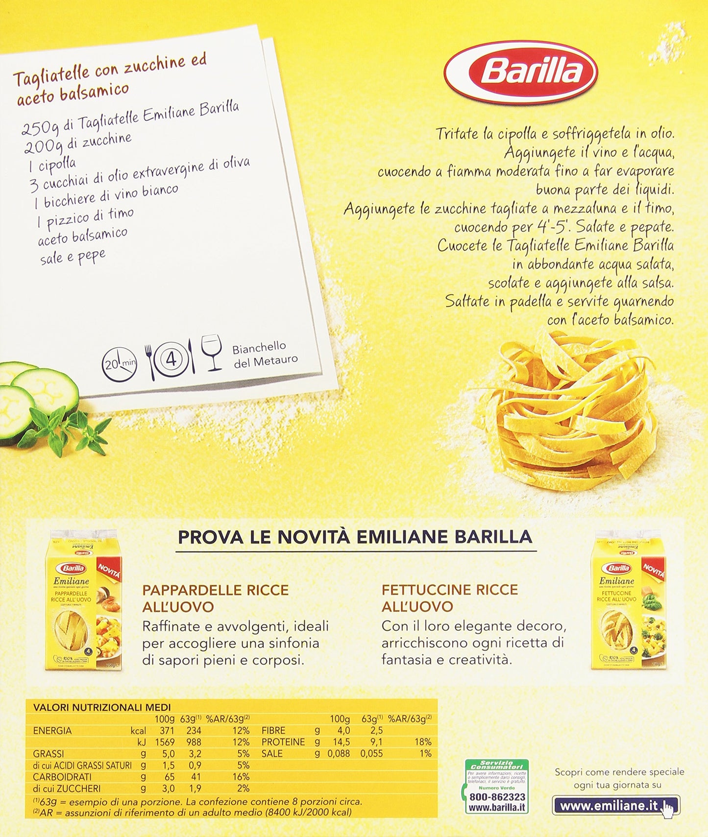 Barilla - Emiliane - Tagliatelle All'Uovo - 12 confezioni da 500 g [6kg]