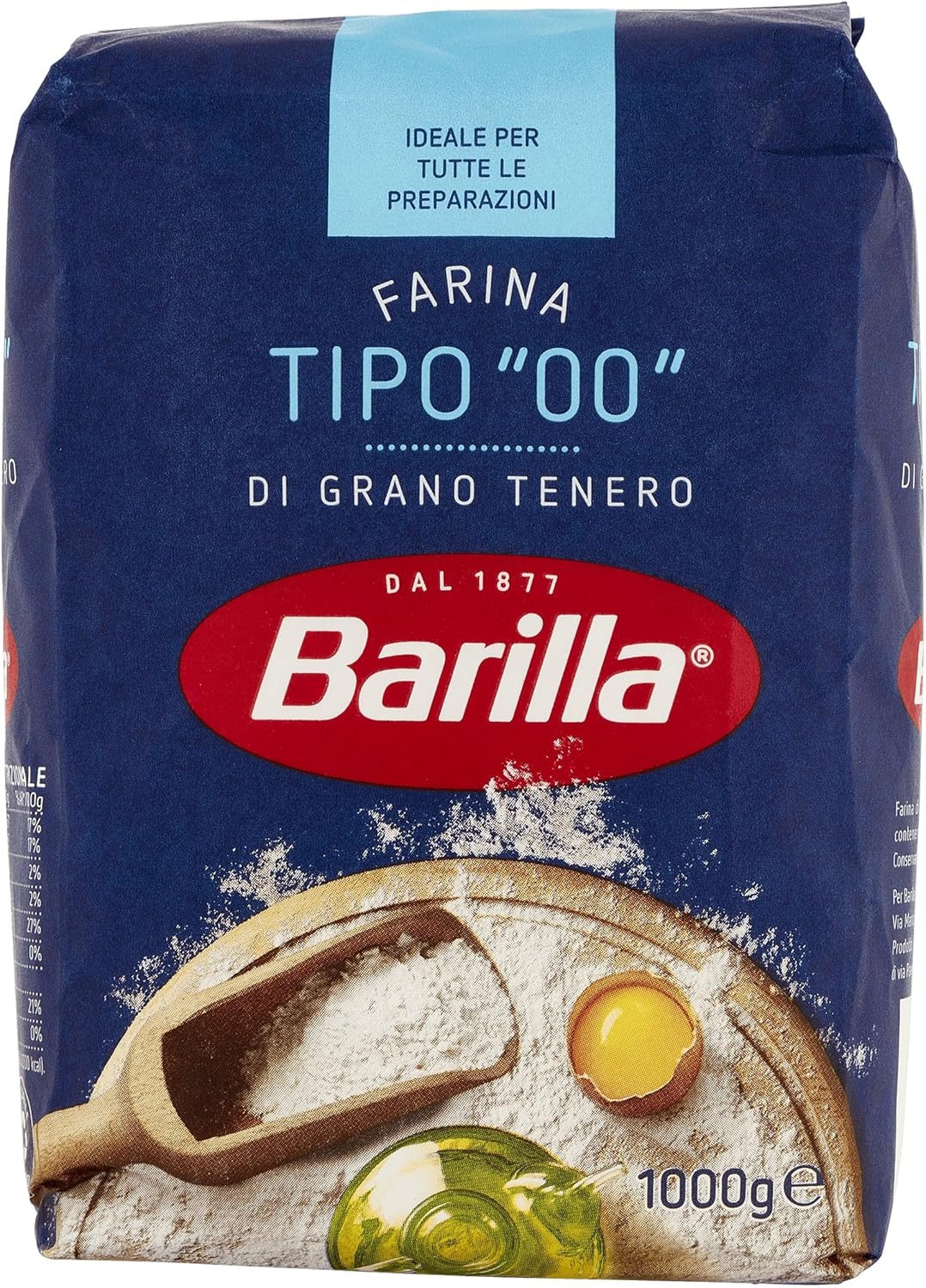 Barilla Farina di Grano Tenero Generica, Farina di Tipo 00 con Grano 100% Italiano, Ideale Per Preparazioni Dolci e Salate, 1 kg