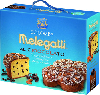 Colomba Al Cioccolato Melegatti, Senza Canditi, Con Gocce Di Cioccolato Fondente, Glassa Al Cacao, Mandorle E Granella Di Zucchero, 750 gr