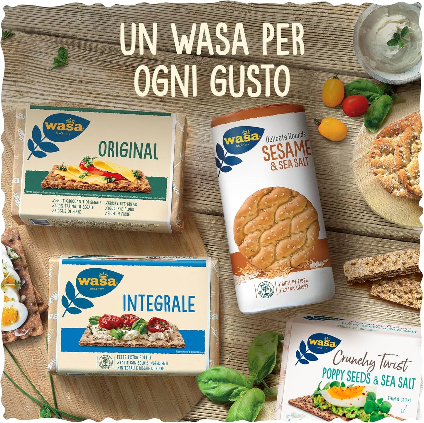 Wasa Original, Cracker con 100 percento Farina di Segale, Ricchi di Fibre, 275 g (Confezione da 1)