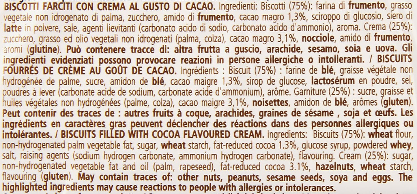 Pavesi Ringo Biscotti Farciti con Crema al gusto Cacao per Colazione o Gustoso Snack, Senza Olio di Palma, Formato Famiglia - Confezione da 6 X 55g