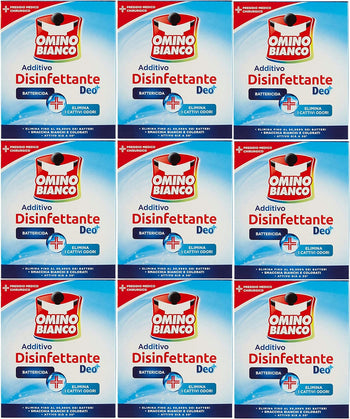 9 x OMINO BIANCO Additivo Disinfettante Polvere 450 Grammi