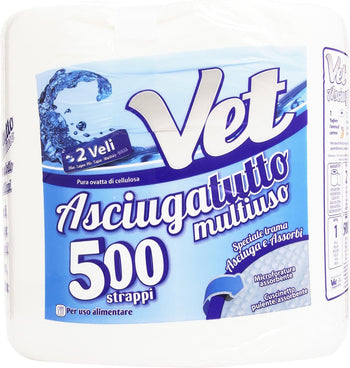 Vet - Asciugatutto, multiuso, 2 veli - 500 strappi