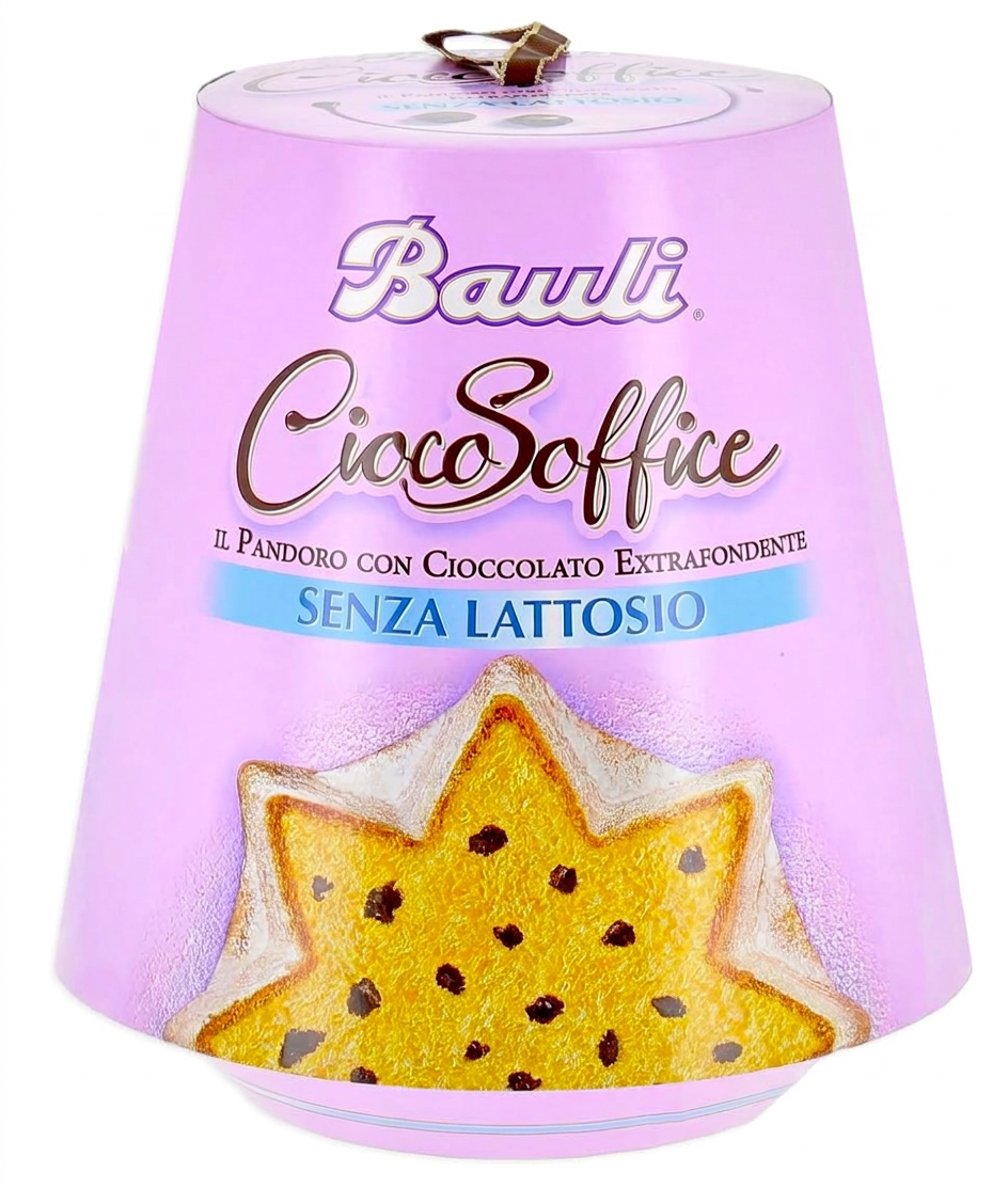 Bauli Pandoro CiocoSoffice con Gocce di Cioccolato Extra Fondente Senza Lattosio Lactose Free (2023) 700g