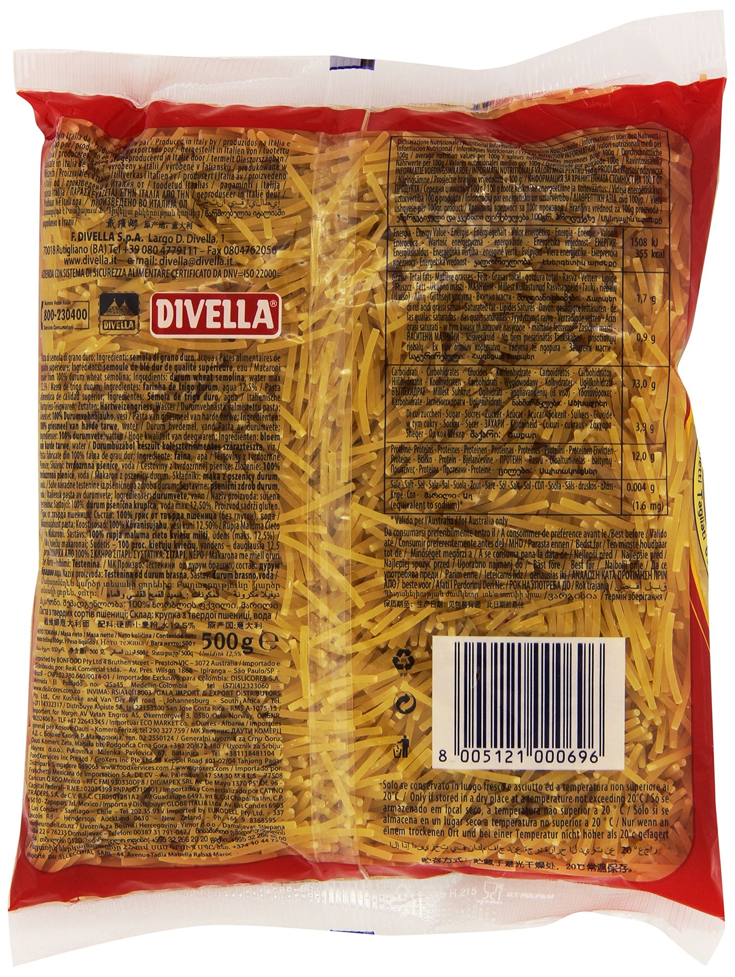 Divella - Spaghetti Tagliati 69, Pasta di Semola di Grano Duro, 500 g