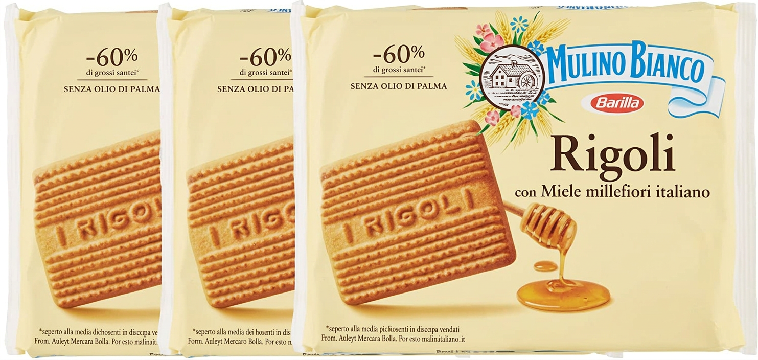 3X Mulino Bianco Rigoli Biscotti Frollini con Miele Millefiori Italiano Maxi Formato 800g