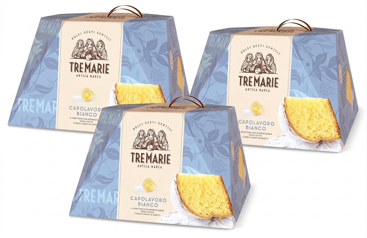 3X Tre Marie Capolavoro Bianco Panettone con Morbido Burro Senza Uvetta e Senza Canditi 800g (2024)