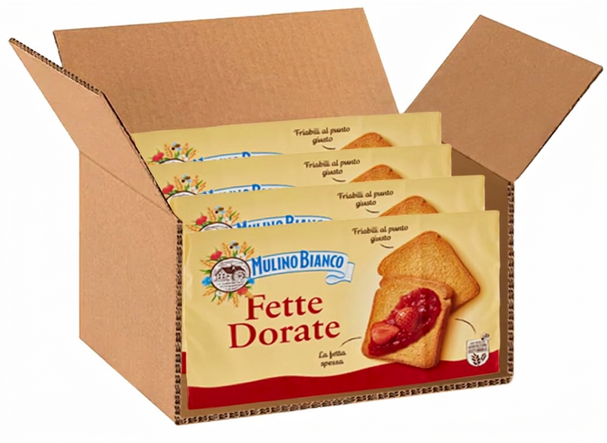 4X Mulino Bianco Fette Biscottate Dorate Classiche, Croccanti e Friabili al Punto Giusto 630g [BOX da 4 Confezioni]