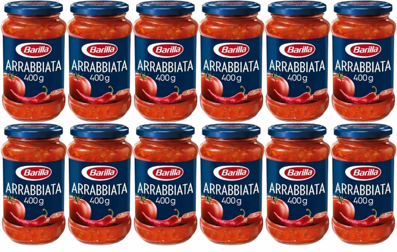 BARILLA Salsa Arrabbiata al Pomodoro e Peperoncino, 400 g, Confezione da 12