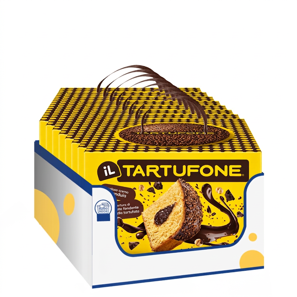 Motta Il Tartufone 750 g, Dolce Lievitato con Crema Gianduia, Copertura di Cioccolato Fondente e Granella – Variazioni 4/8/12 Pezzi (8 PEZZI)