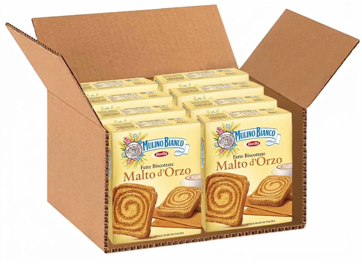 8X Mulino Bianco Fette Biscottate Malto d'Orzo Croccanti e con Farina di Frumento 315g [BOX da 8 Confezioni]