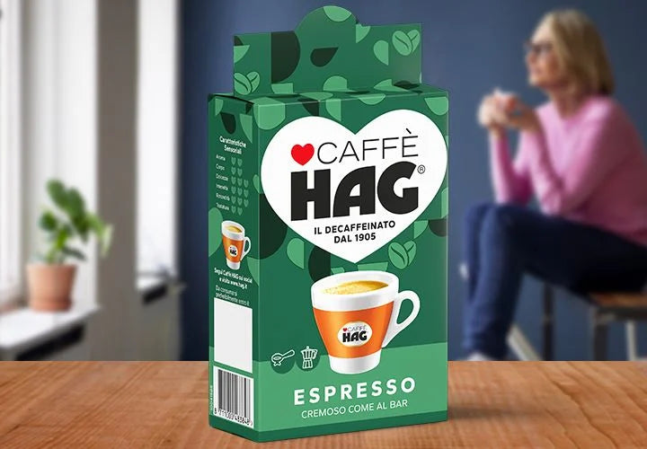 Hag - Caffè Macinato Decaffeinato - Miscela Caffè per Moka 100% Arabica - 16 Confezioni - Pacco da 250 gr