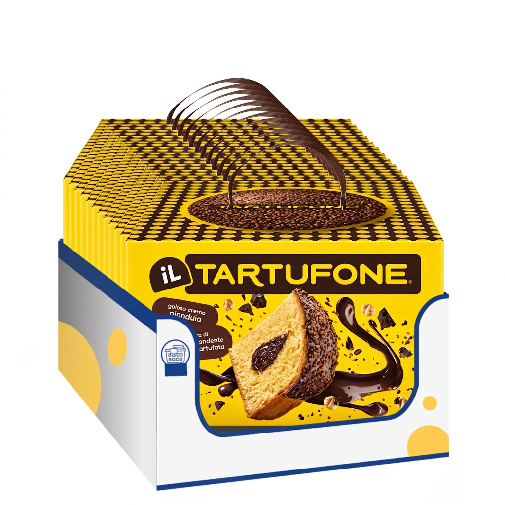 Motta Il Tartufone 750 g, Dolce Lievitato con Crema Gianduia, Copertura di Cioccolato Fondente e Granella – Variazioni 4/8/12 Pezzi (8 PEZZI)