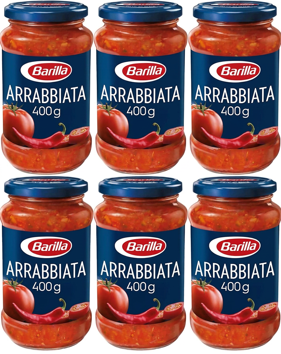 Barilla Salsa Arrabbiata al Pomodoro e Peperoncino, Confezione da 6 Barattoli, 400g per Barattolo