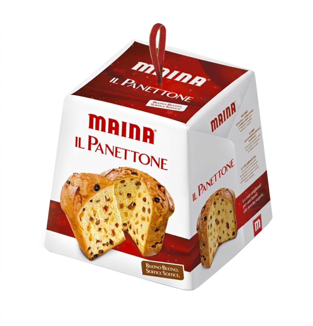 Maina il Panettone Buono e Soffice con Canditi e Uva Sultanina 1000g 1kg - Natale 2023