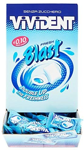 Vivident Fresh Blast Gomme da Masticare Senza Zucchero, Chewing Gum Gusto Menta, Confezione da 200 Gomme