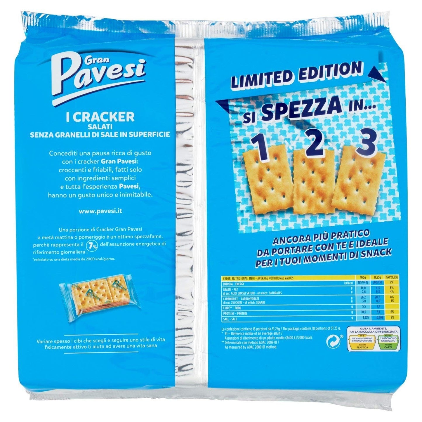 Gran Pavesi Cracker senza Granelli di Sale in Superficie, 560 gr