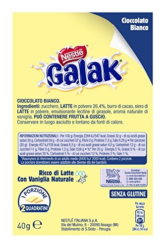 Nestle Galak Barrette di Cioccolato Bianco - Cartone con 36 Barrette da 40 g
