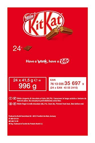 KitKat Nestlé Original Wafer Ricoperto di Cioccolato al Latte, 24 Snack da 41.5 g