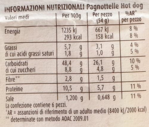 Mulino Bianco Pane Pagnottelle Classiche per Hot Dog, Ideale per la Pausa - 6 Pagnottelle