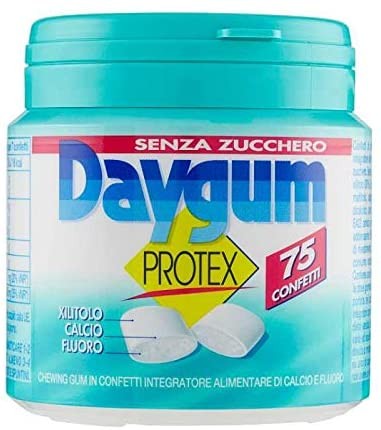 Daygum Protex Chewing Gum Con Edulcoranti Senza Zucchero Mini Barattoli Confezione Da 6 Pezzi