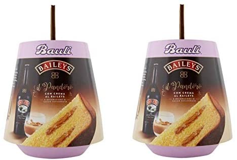 2 Pandoro bauli con crema al baileys e decorazioni di cacao e zucchero 750 gr l'uno