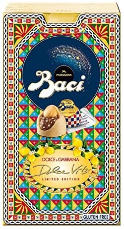 BACI PERUGINA LIMITED EDITION DOLCE VITA Cioccolatini Ripieni con Granella al Gusto Limone e Nocciola Intera Scatola 150g