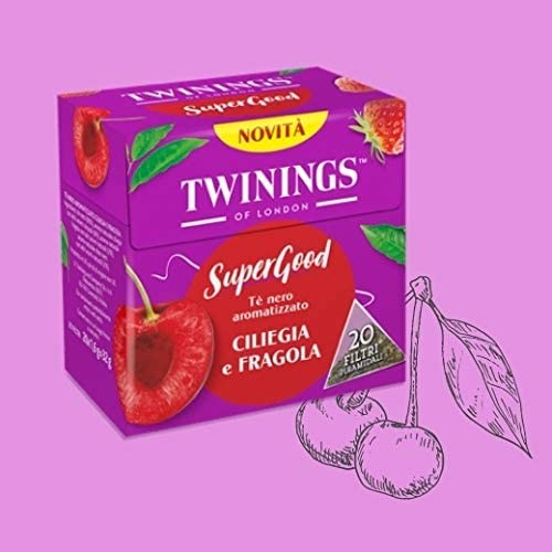 Super Good tè nero ciliegia e fragola Twinings 20 filtri x1,6 gr tot 32 gr