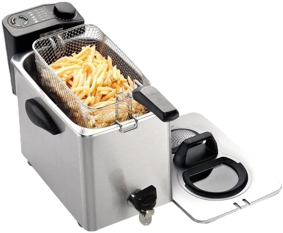 RGV Fry Type Friggitrice Elettrica con Rubinetto Scarico Olio, 8 Litri, 3000 watt