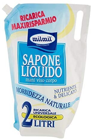 Milmil Sapone Liquido Ricarica Busta Nutriente e Delicato, 2000ml