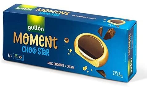 BISCOTTI GULLON MOMENT CHOCO STAR CHOCOLATE RIPIENI CREMA CIOCCOLATO BIANCO 235g