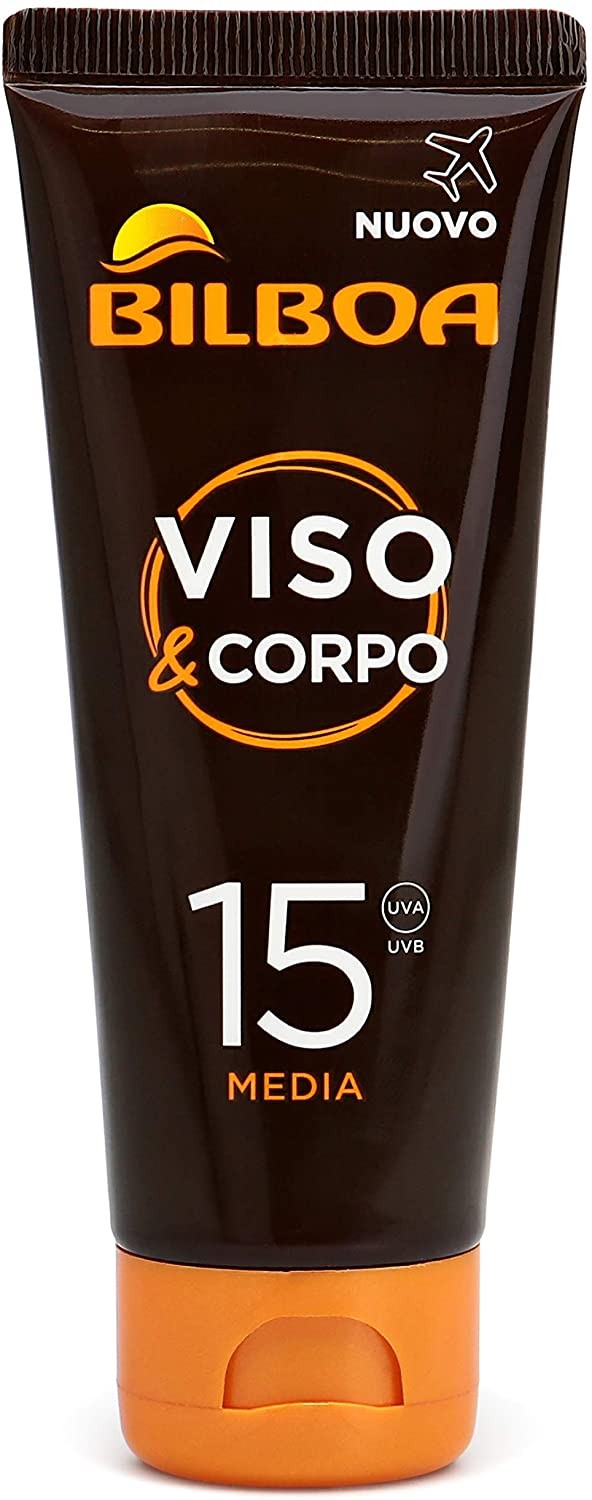 Bilboa Viso&Corpo Crema Viso e Corpo con Protezione SPF 30, Travel Size per Abbronzatura Duratura e Intensa, Contrasta i Segni d