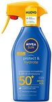 NIVEA SUN Maxi Spray Solare Protect & Hydrate FP50+ in flacone spray da 300 ml, Crema solare che idrata per 48h, Crema solare co